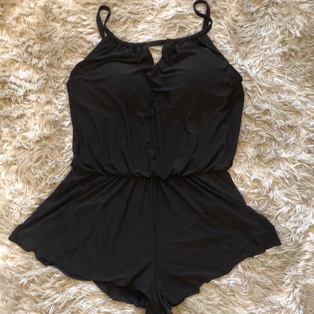 Aqua Green Black One-piece Swimsuit